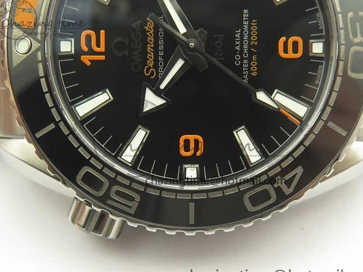 0420 Planet Ocean 43.5mm SS VSF 1:1 Best Edition Black Orange Bezel Black Dial on SS Bracelet A8900 Super Clone Breathable 8003